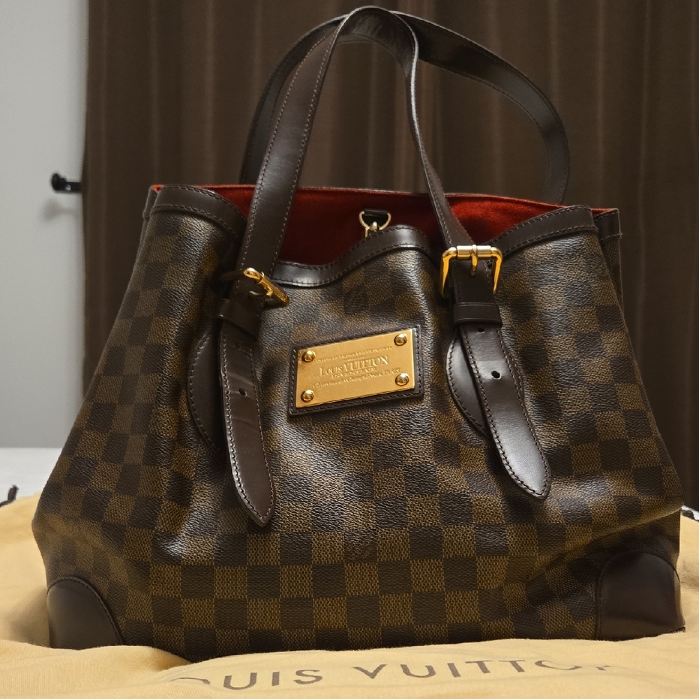 Louis Vuitton Dark Brown and Red Checkered Tote